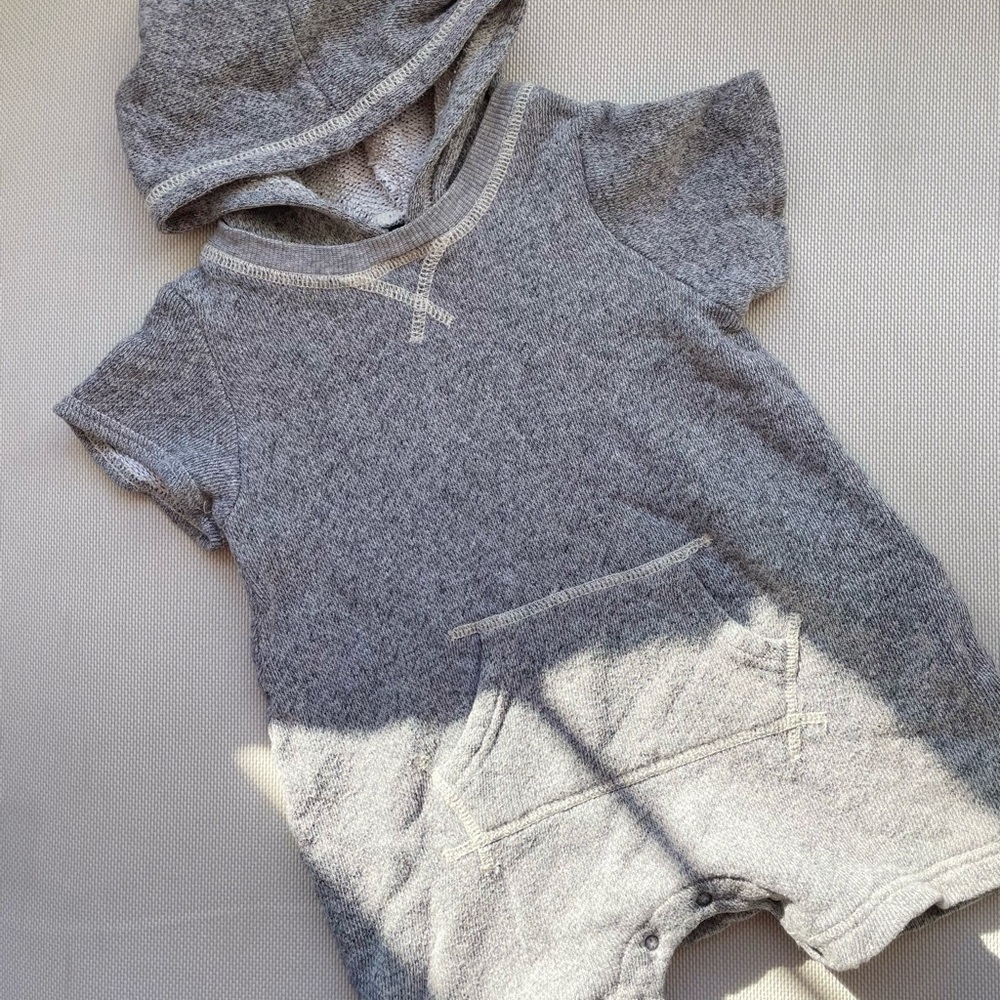 GAP Gray Hooded Baby Romper